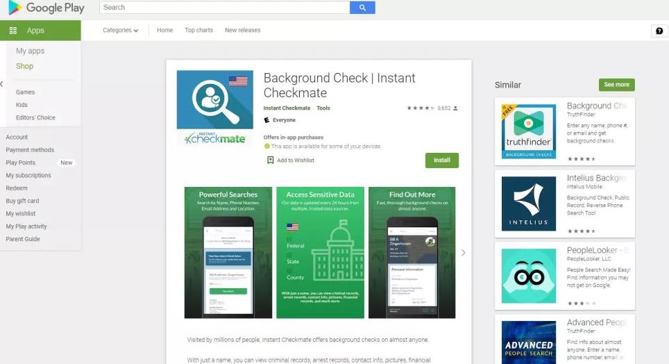 Instant Checkmate 的 Android 应用程序