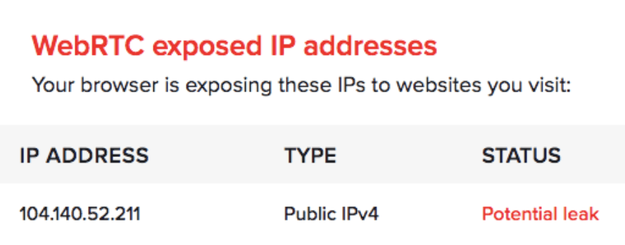 使用 NordVPN 进行 WebRTC 泄漏测试